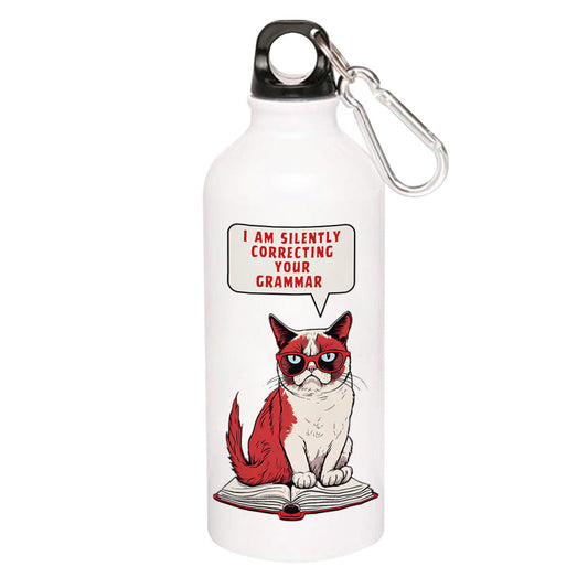 printed silently correcting your grammar sipper steel water bottle flask gym shaker printed graphic stylish buy online india the banyan tee tbt men women girls boys unisex