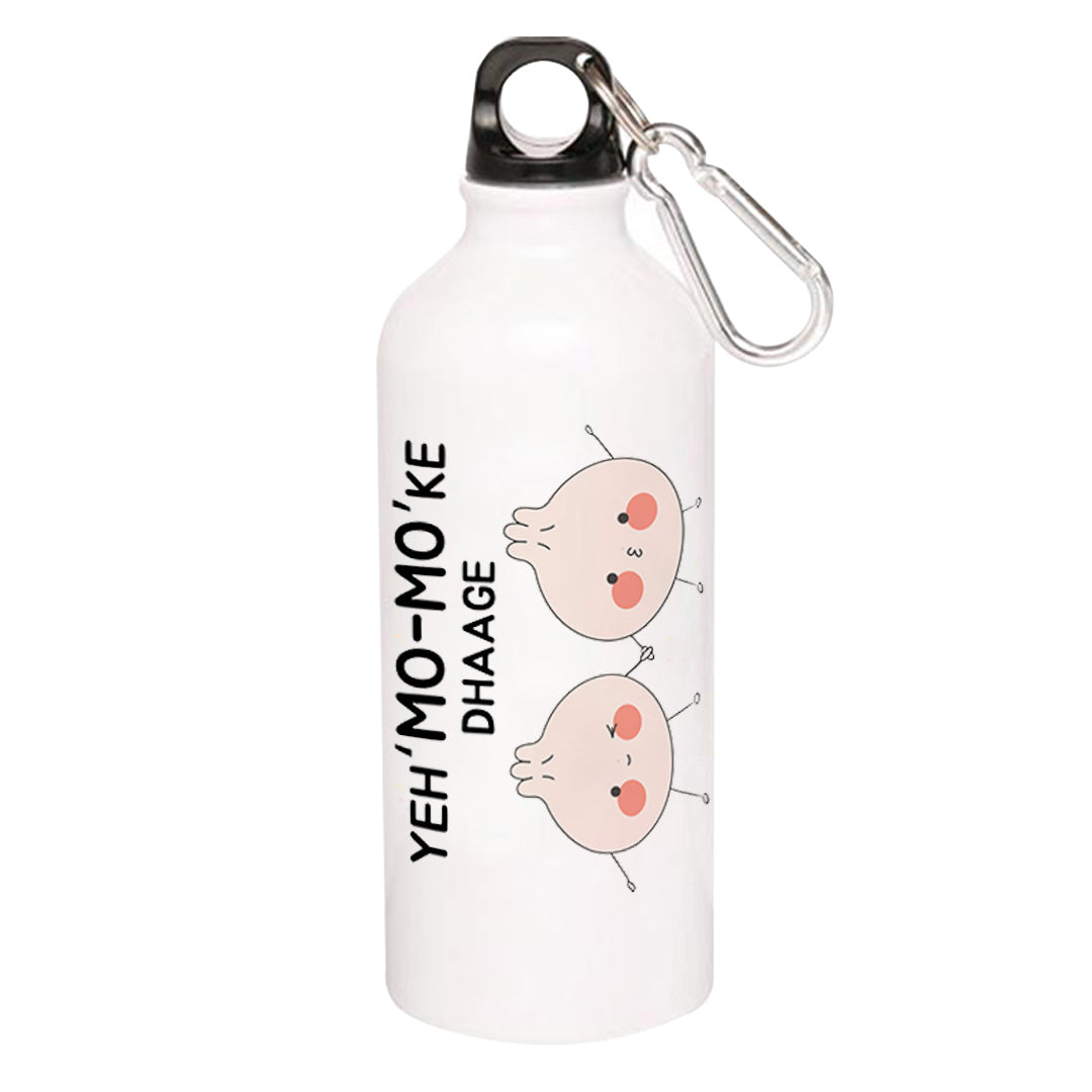 printed mo mo ke dhaage sipper steel water bottle flask gym shaker printed graphic stylish buy online india the banyan tee tbt men women girls boys unisex