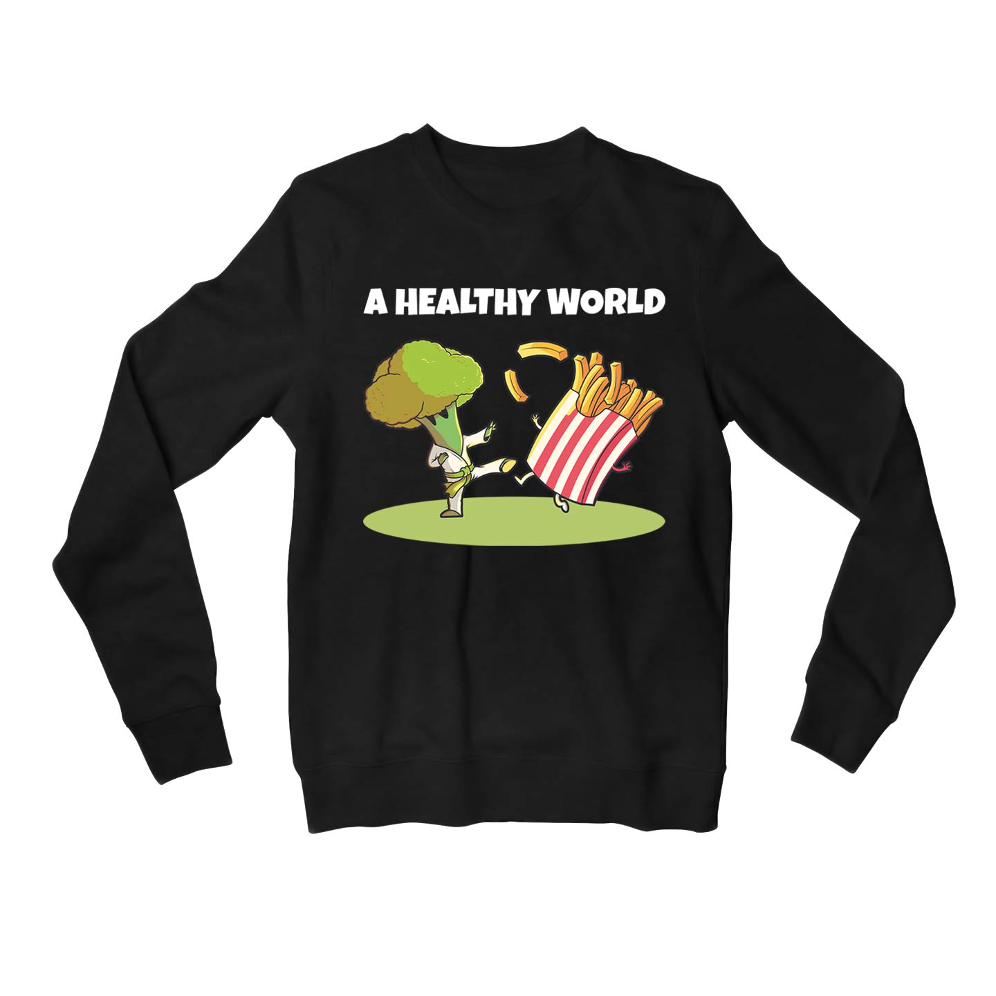 printed a healthy world sweatshirt upper winterwear printed graphic stylish buy online india the banyan tee tbt men women girls boys unisex black