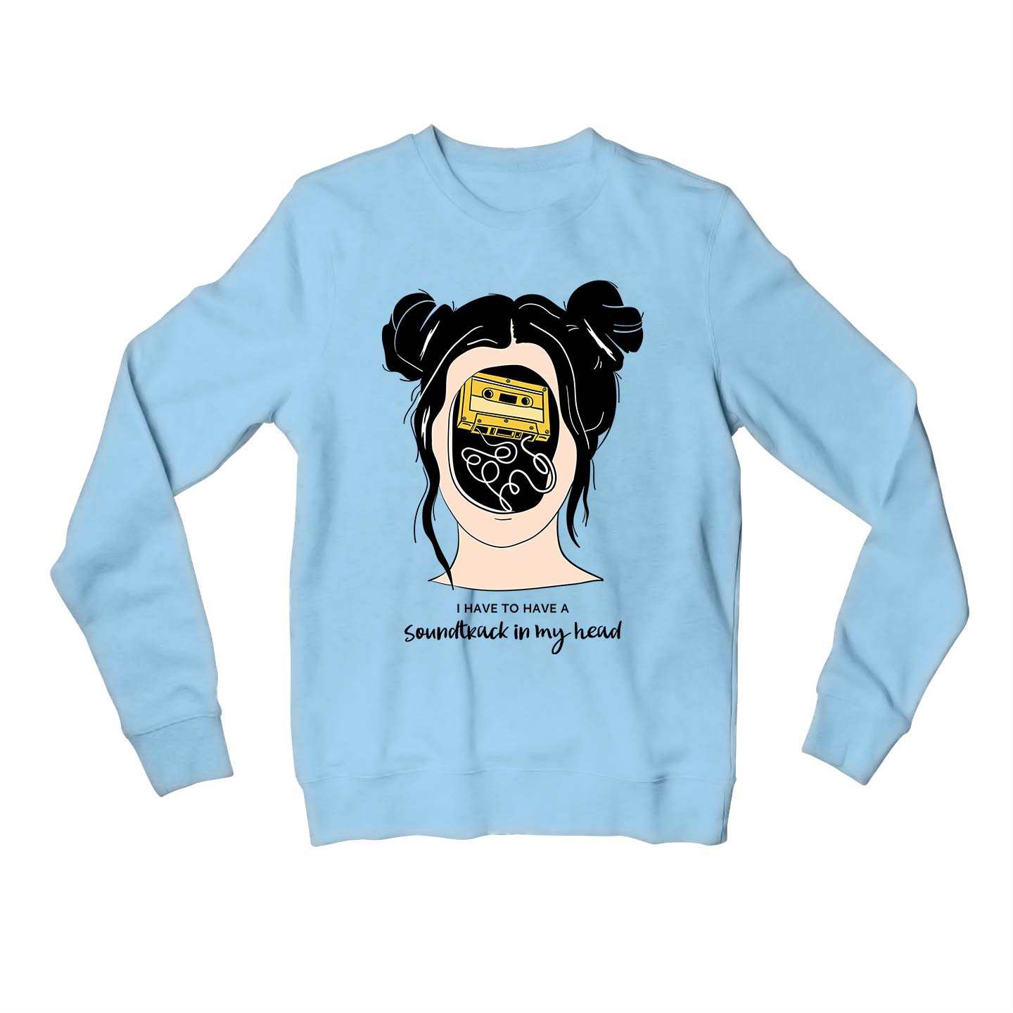 printed soundtrack in my head sweatshirt upper winterwear printed graphic stylish buy online india the banyan tee tbt men women girls boys unisex baby blue