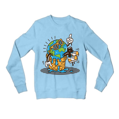 printed global warming sweatshirt upper winterwear printed graphic stylish buy online india the banyan tee tbt men women girls boys unisex baby blue