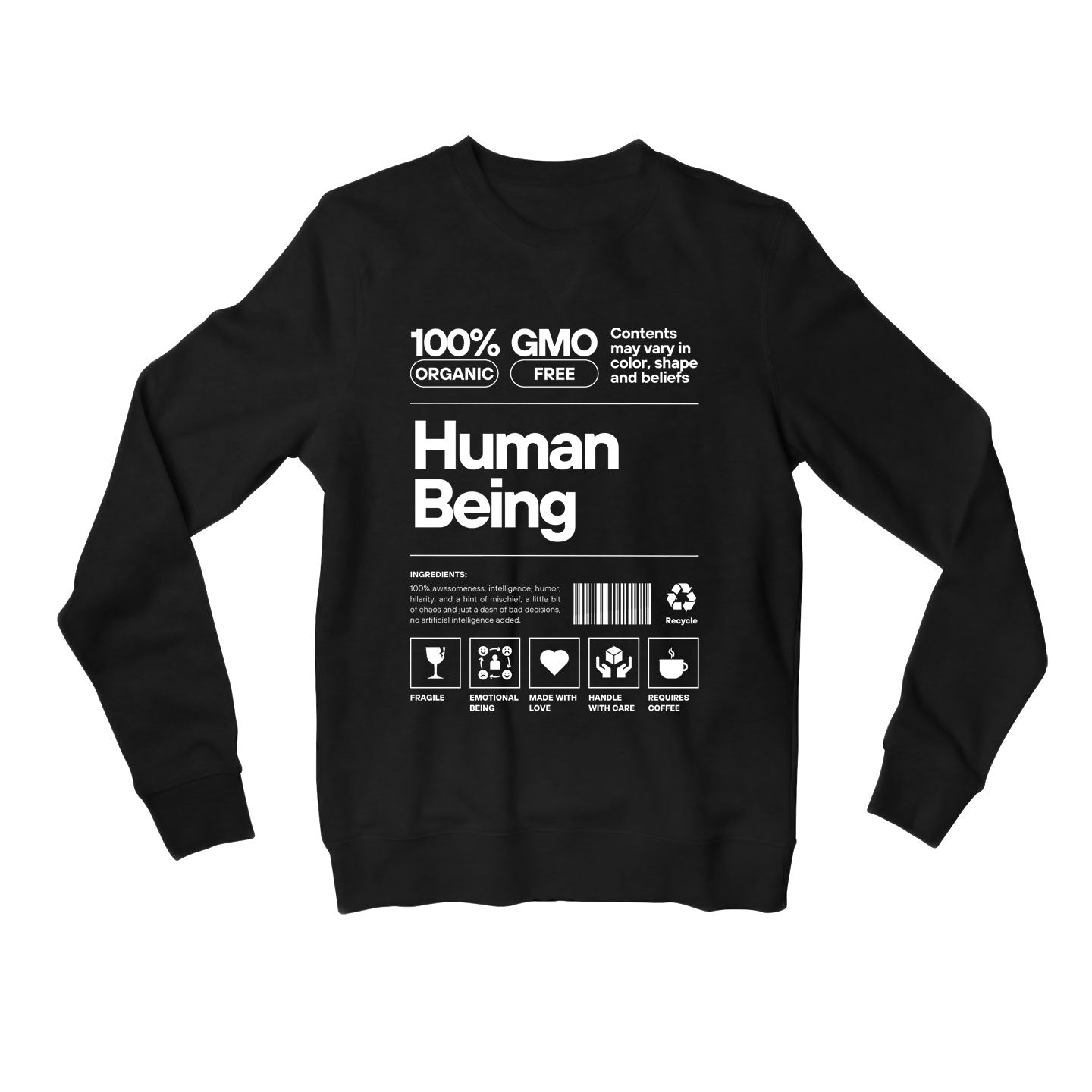 printed human being sweatshirt upper winterwear printed graphic stylish buy online india the banyan tee tbt men women girls boys unisex black