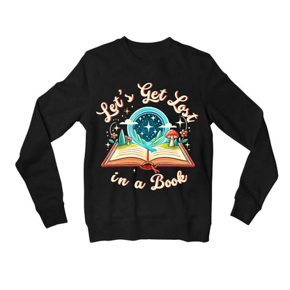 printed let's get lost sweatshirt upper winterwear printed graphic stylish buy online india the banyan tee tbt men women girls boys unisex black