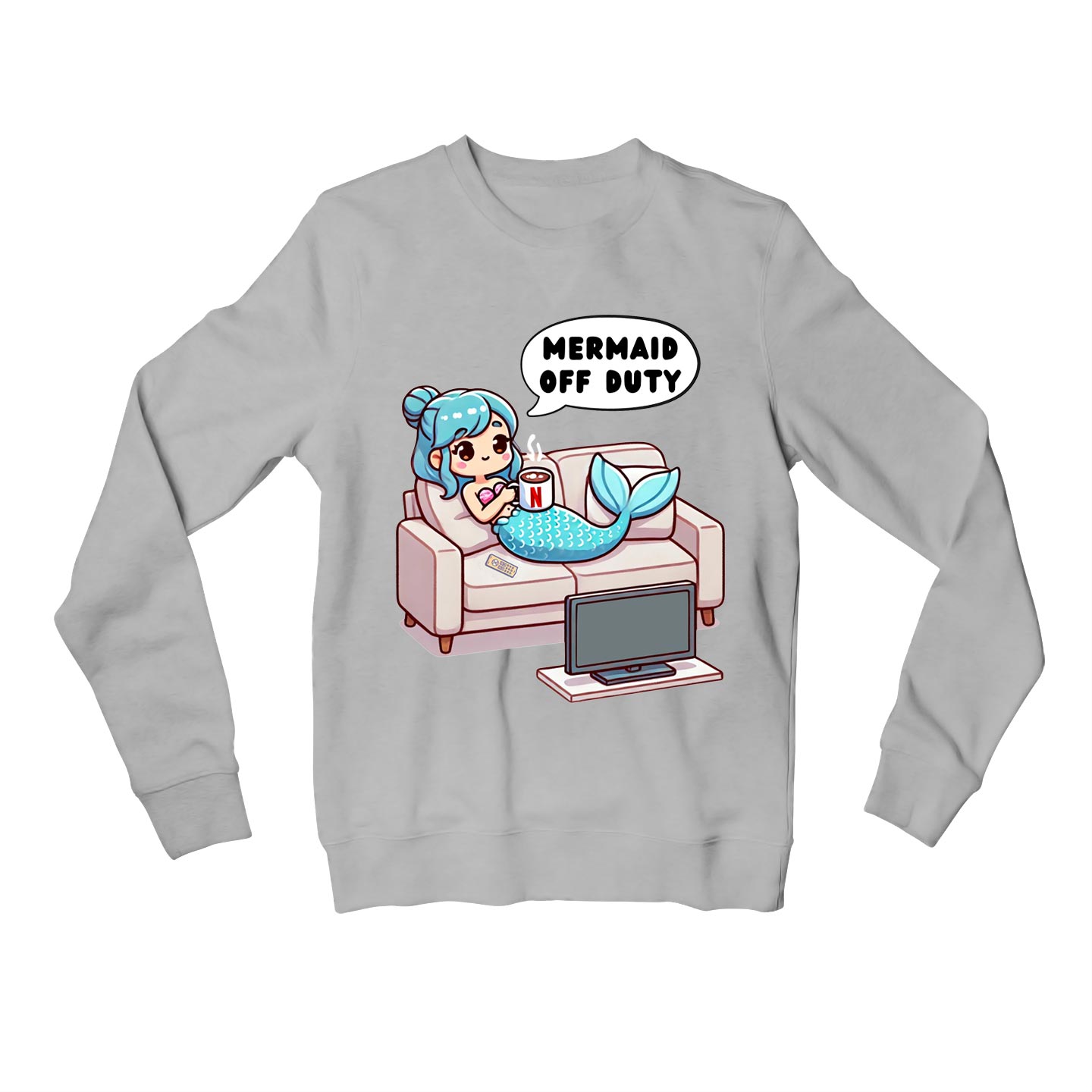 printed mermaid off duty sweatshirt upper winterwear printed graphic stylish buy online india the banyan tee tbt men women girls boys unisex gray