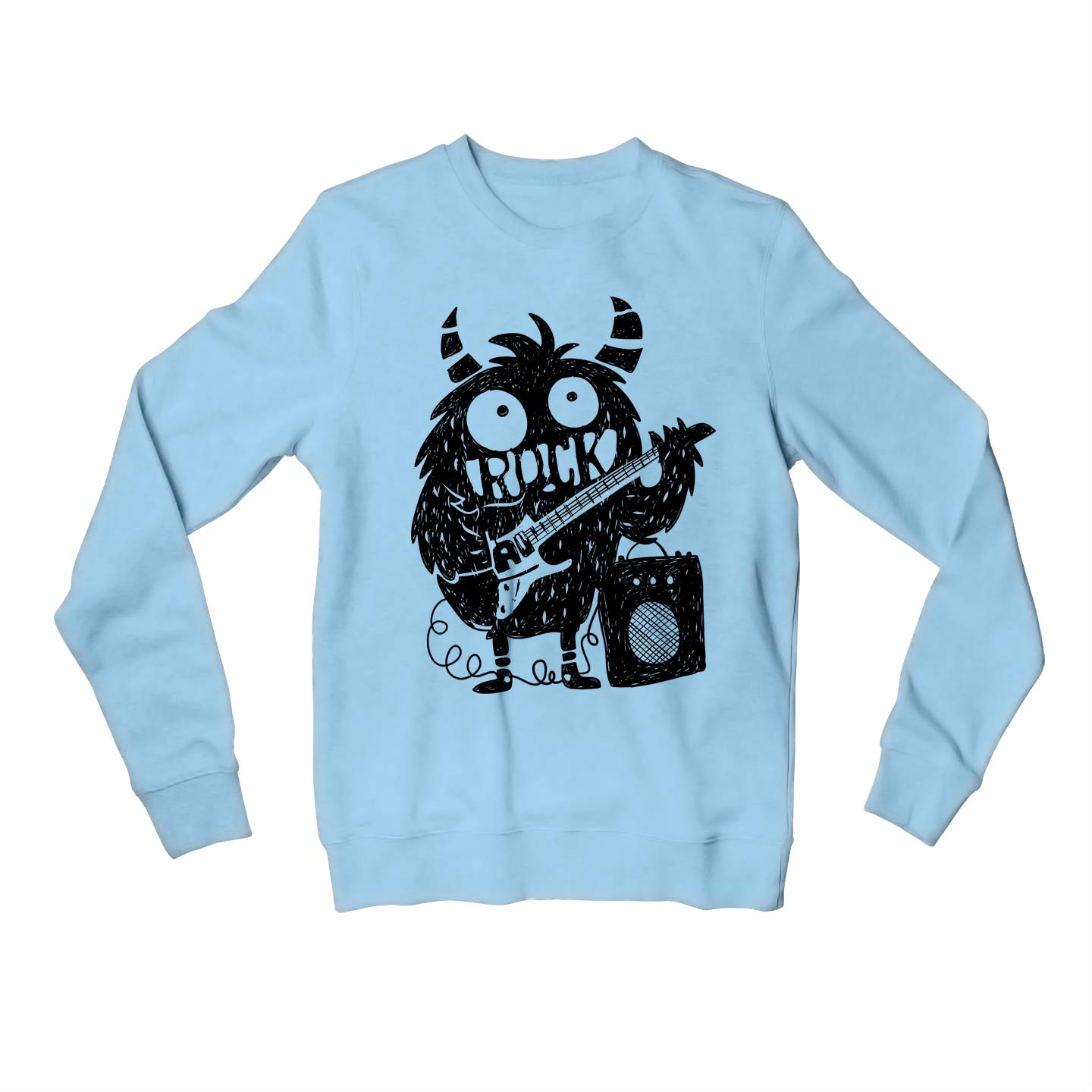 printed rock monster sweatshirt upper winterwear printed graphic stylish buy online india the banyan tee tbt men women girls boys unisex baby blue
