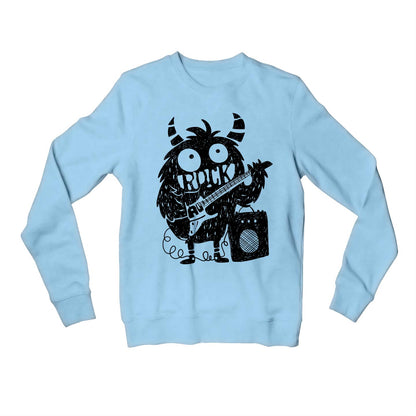printed rock monster sweatshirt upper winterwear printed graphic stylish buy online india the banyan tee tbt men women girls boys unisex baby blue