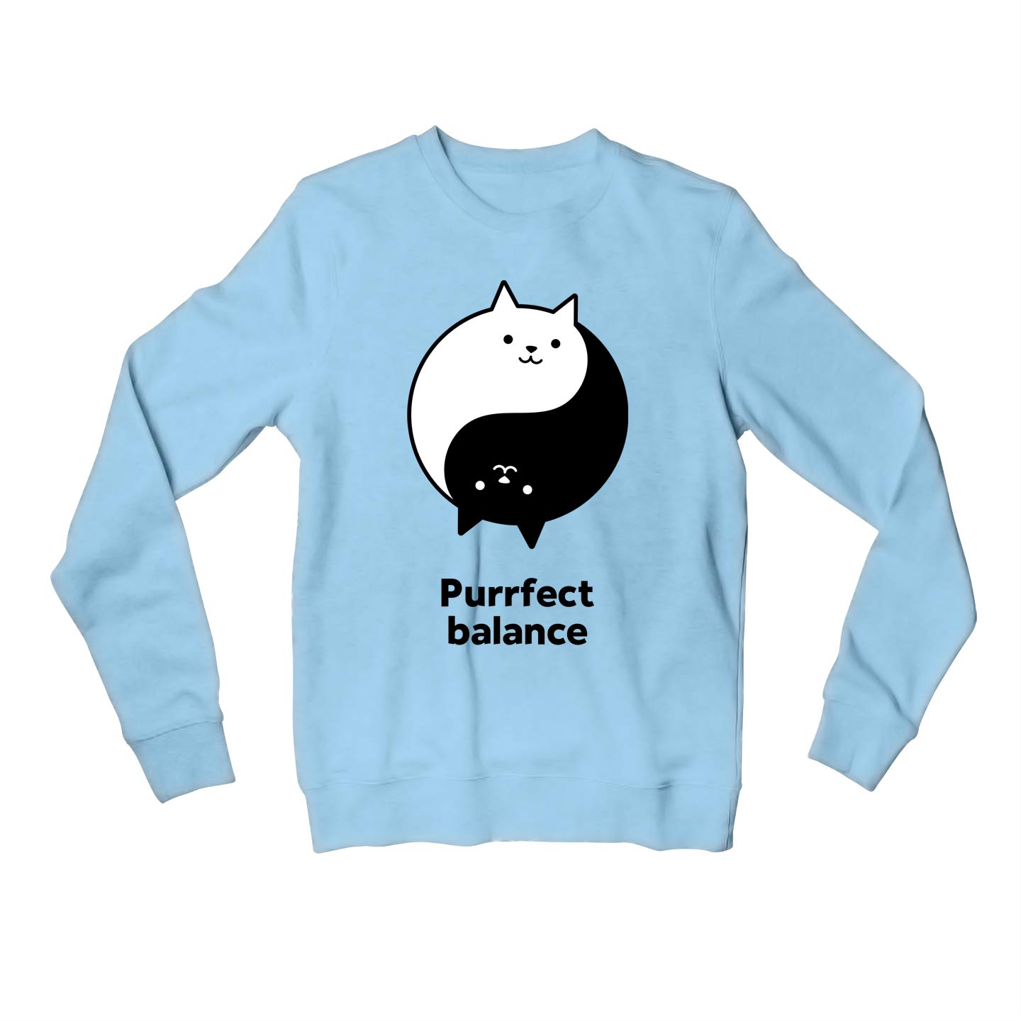 printed purrfect balance sweatshirt upper winterwear printed graphic stylish buy online india the banyan tee tbt men women girls boys unisex baby blue
