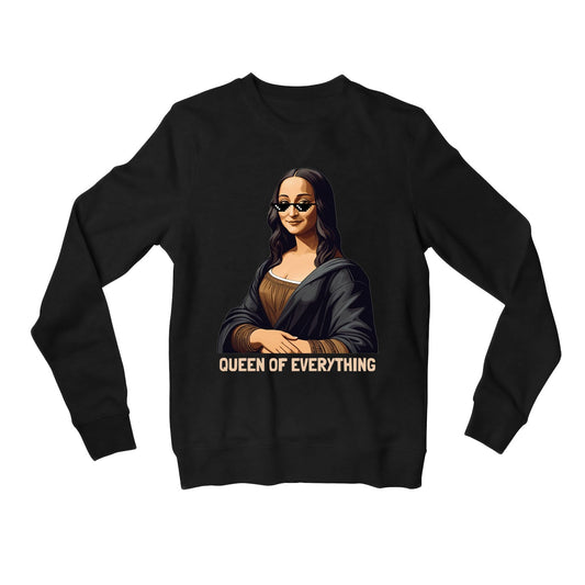 printed queen of everything sweatshirt upper winterwear printed graphic stylish buy online india the banyan tee tbt men women girls boys unisex black