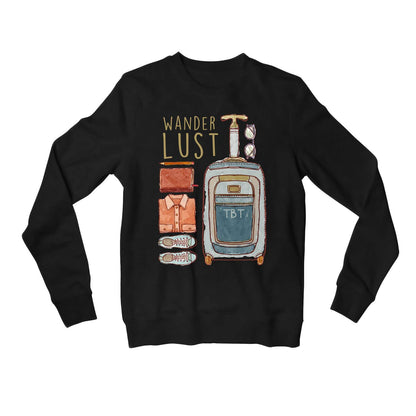 printed wanderlust sweatshirt upper winterwear printed graphic stylish buy online india the banyan tee tbt men women girls boys unisex black