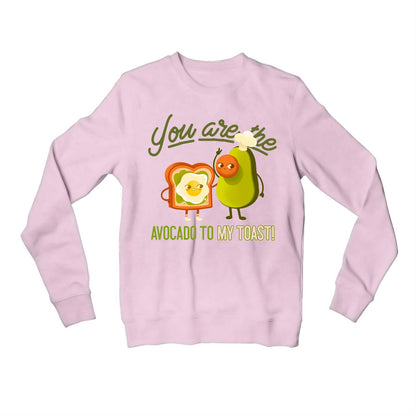 printed avocado to my toast sweatshirt upper winterwear printed graphic stylish buy online india the banyan tee tbt men women girls boys unisex baby pink
