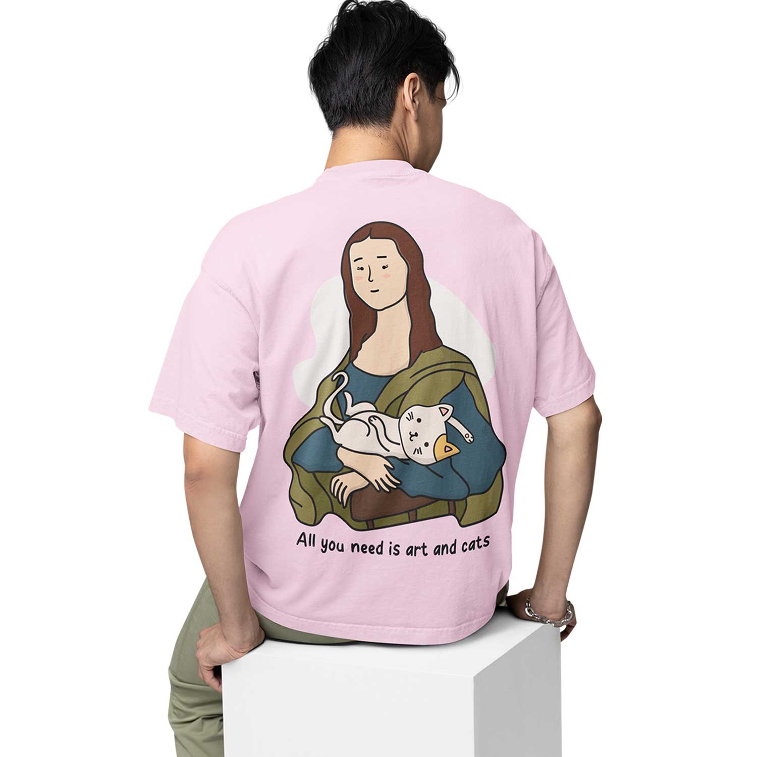 graphic printed oversized t shirt - art and cats baby pink buy online india the banyan tee tbt men women girls boys unisex 