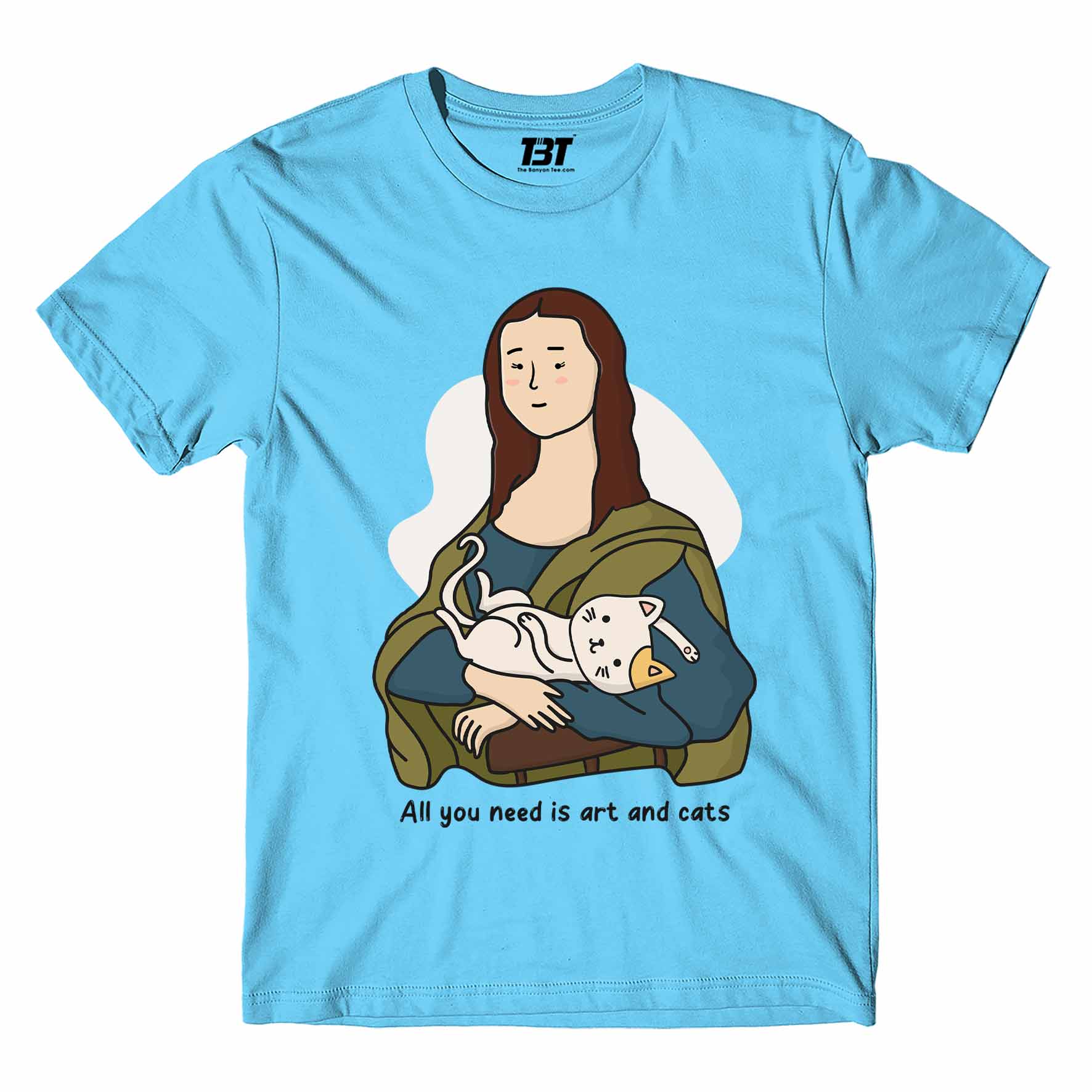 printed art and cats t-shirt printed graphic stylish buy online india the banyan tee tbt men women girls boys unisex turquoise