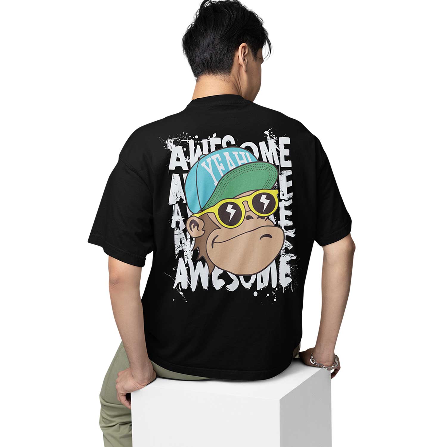graphic printed oversized t shirt -  awesome chimp black buy online india the banyan tee tbt men women girls boys unisex 