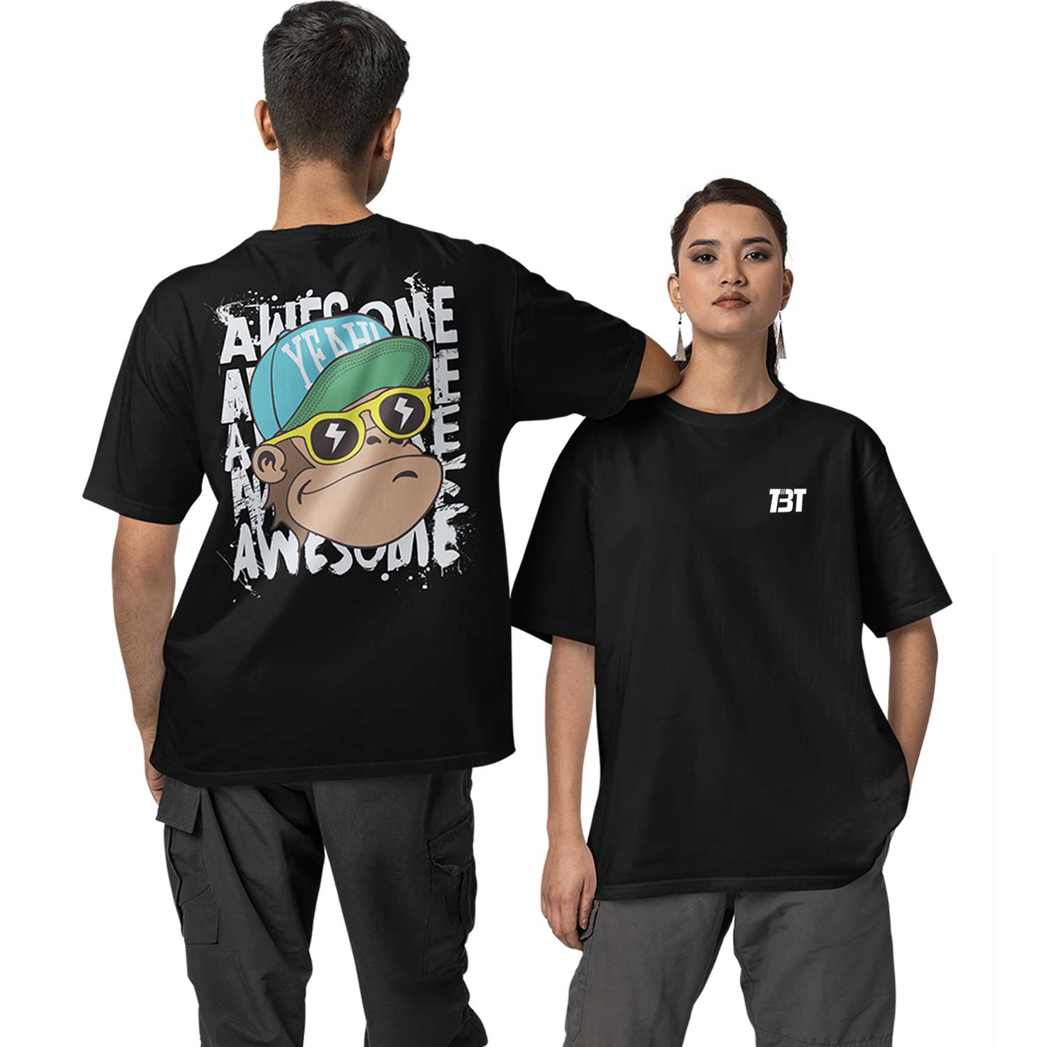graphic printed oversized t shirt -  awesome chimp black buy online india the banyan tee tbt men women girls boys unisex 
