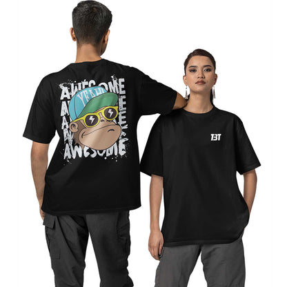 graphic printed oversized t shirt -  awesome chimp black buy online india the banyan tee tbt men women girls boys unisex 