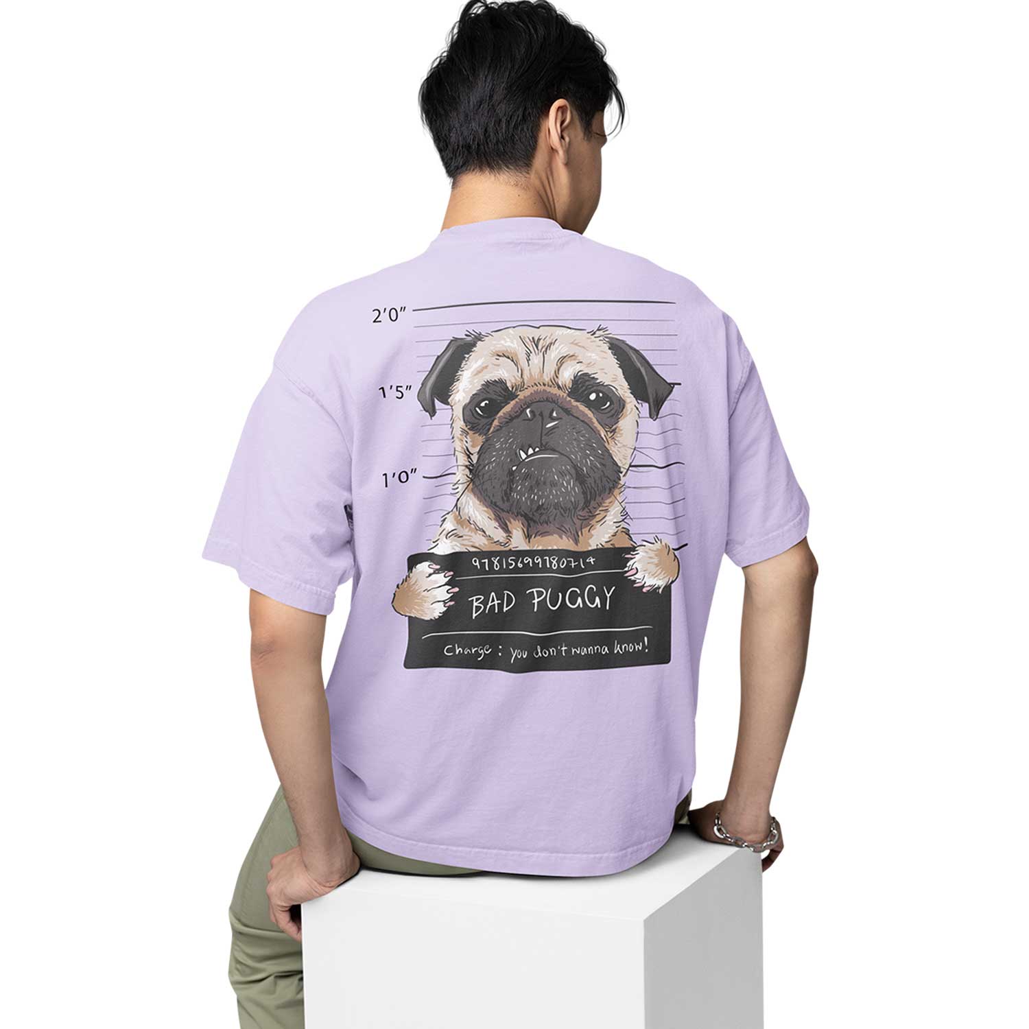 graphic printed oversized t shirt - bad puggy lavender buy online india the banyan tee tbt men women girls boys unisex 