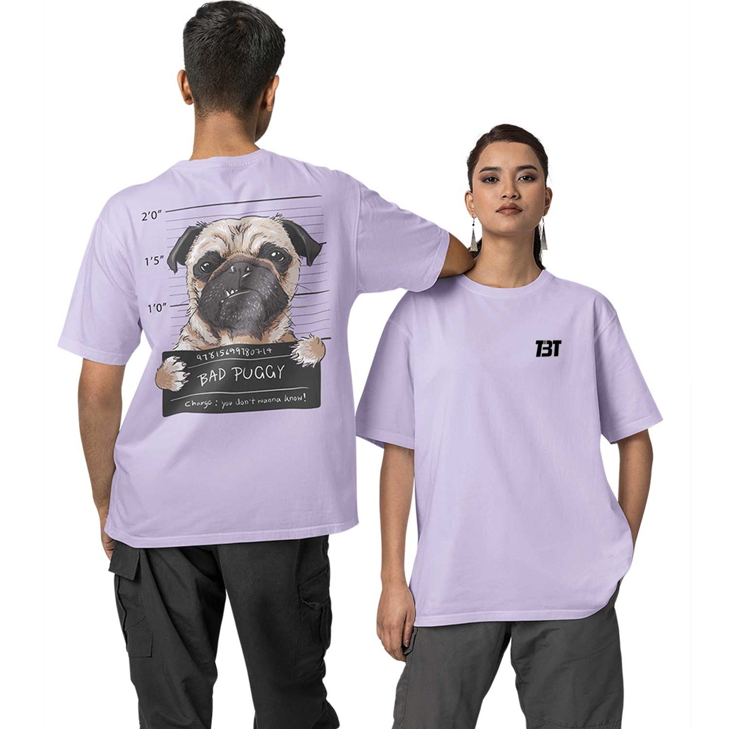 graphic printed oversized t shirt - bad puggy lavender buy online india the banyan tee tbt men women girls boys unisex 