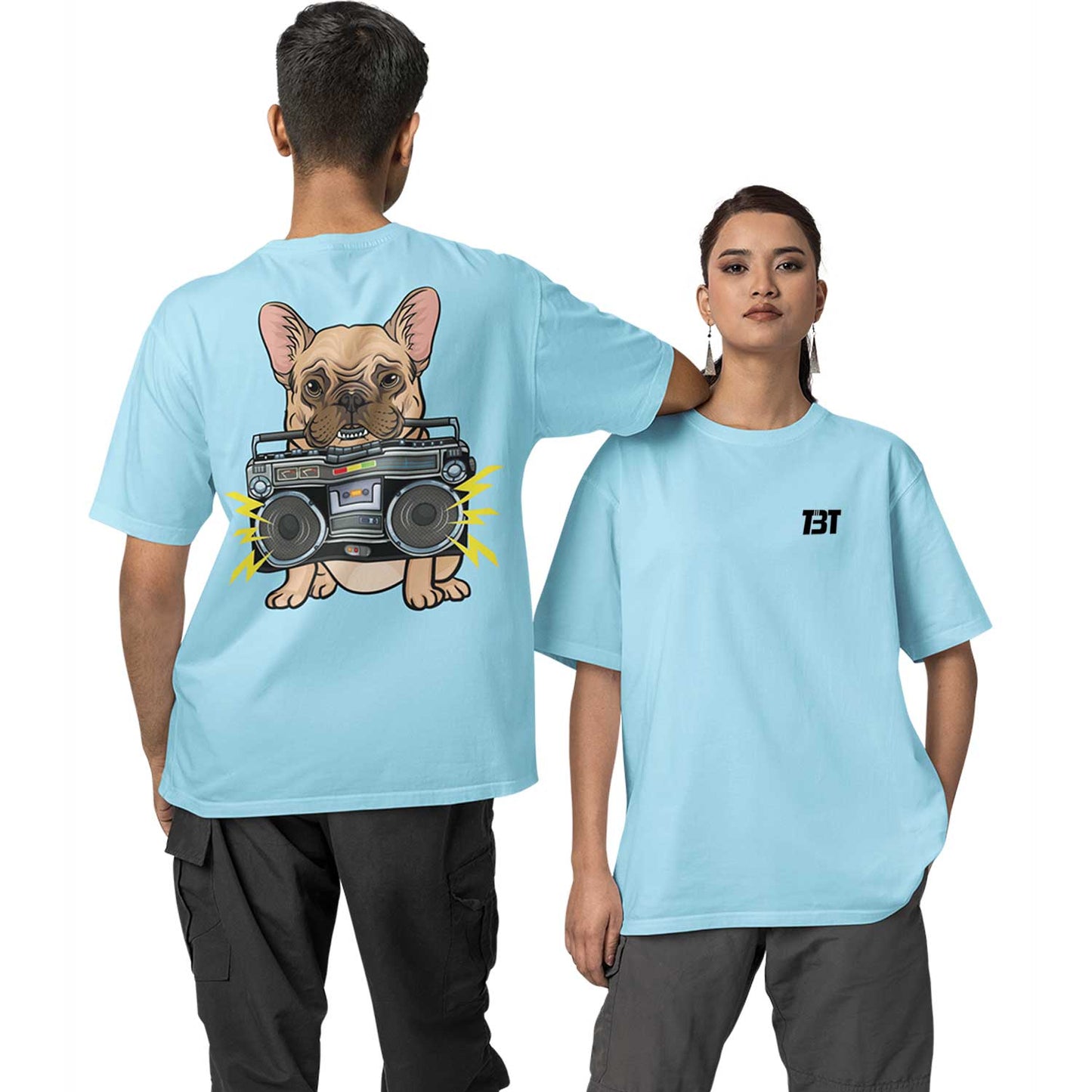 graphic printed oversized t shirt - woof box baby blue buy online india the banyan tee tbt men women girls boys unisex 