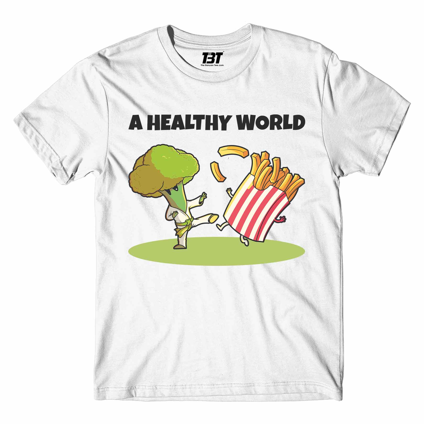 printed a healthy world t-shirt printed graphic stylish buy online india the banyan tee tbt men women girls boys unisex white