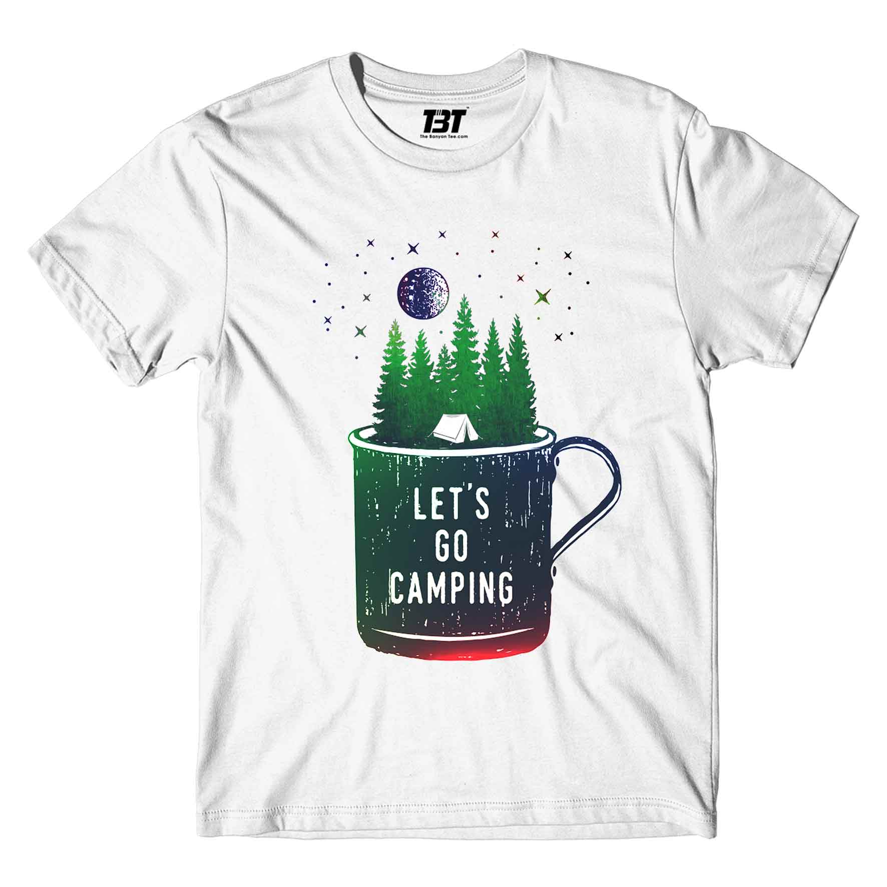 printed let's go camping t-shirt printed graphic stylish buy online india the banyan tee tbt men women girls boys unisex white