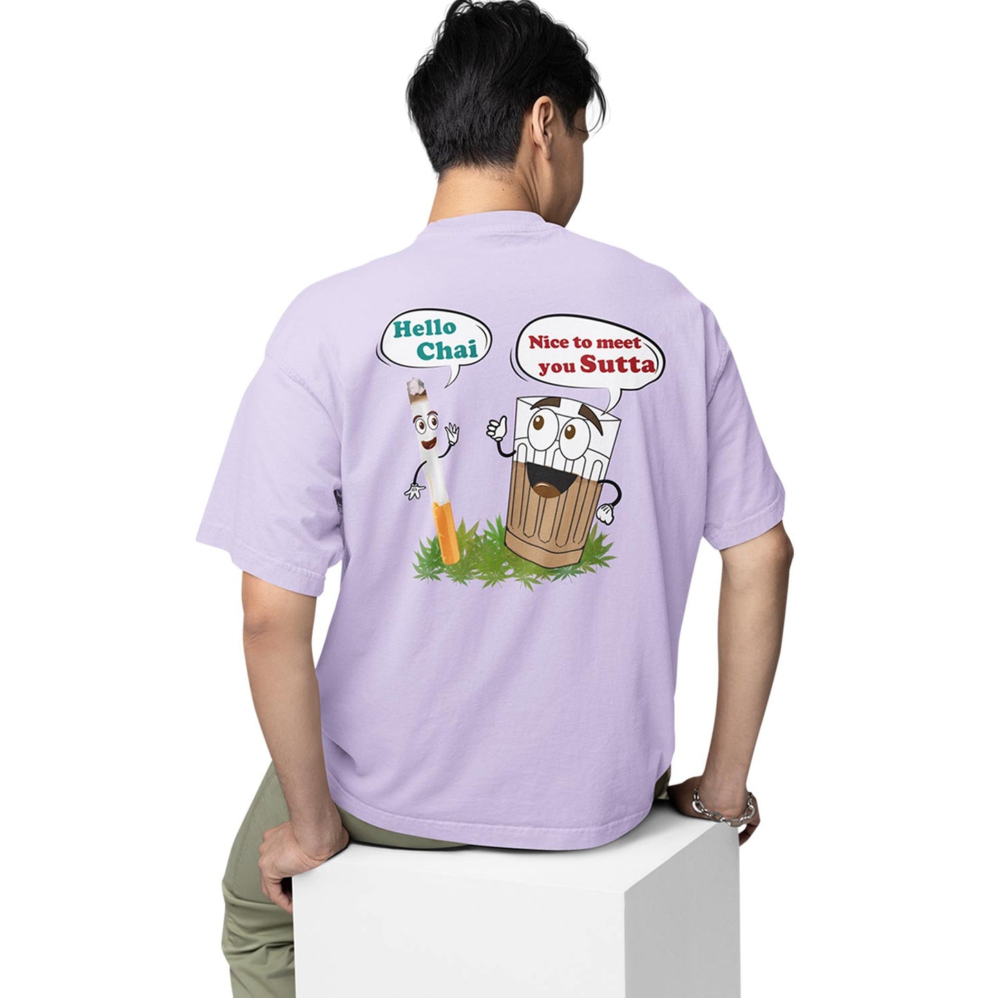 graphic printed oversized t shirt - chai sutta lavender buy online india the banyan tee tbt men women girls boys unisex 