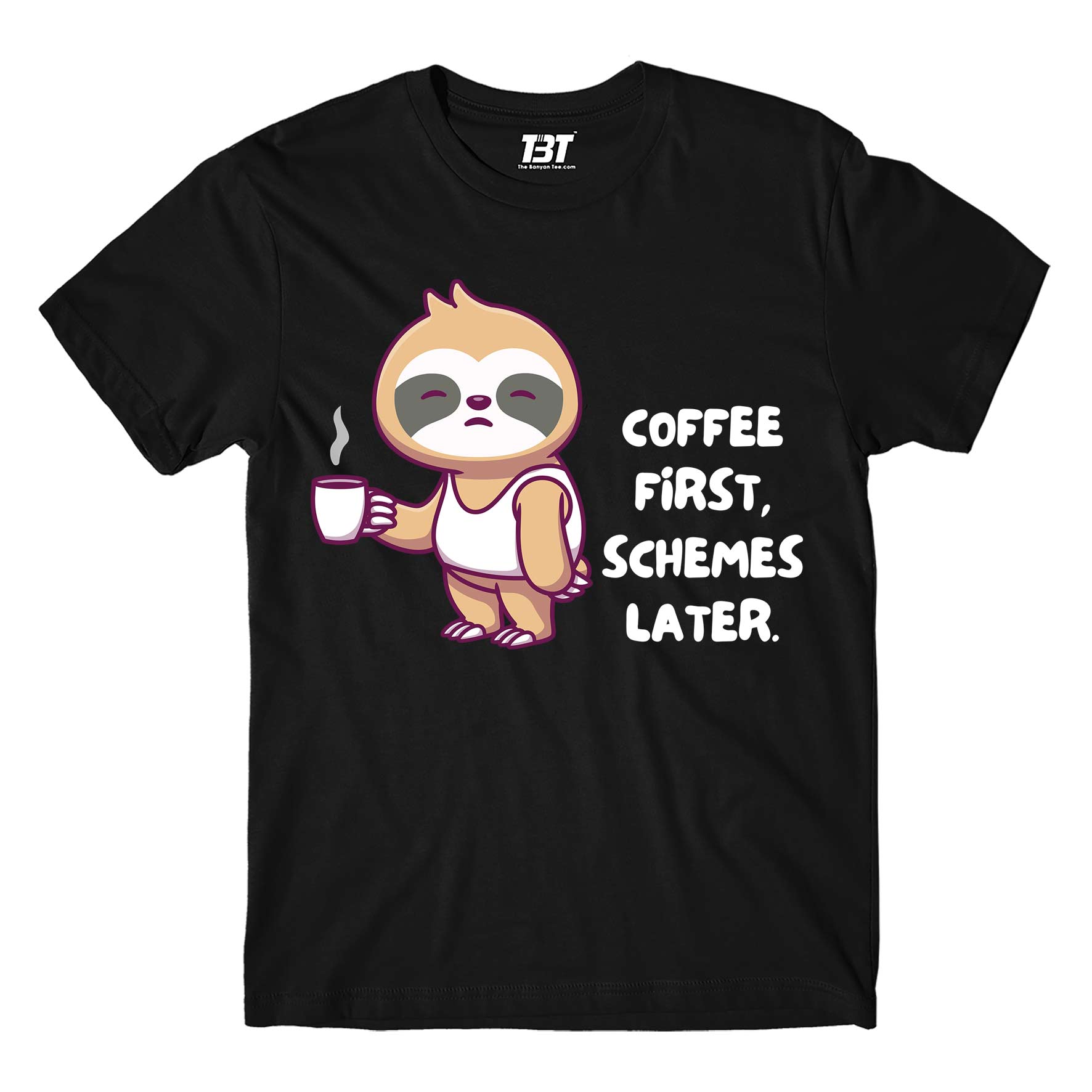 printed coffee first t-shirt printed graphic stylish buy online india the banyan tee tbt men women girls boys unisex black