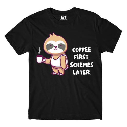 printed coffee first t-shirt printed graphic stylish buy online india the banyan tee tbt men women girls boys unisex black