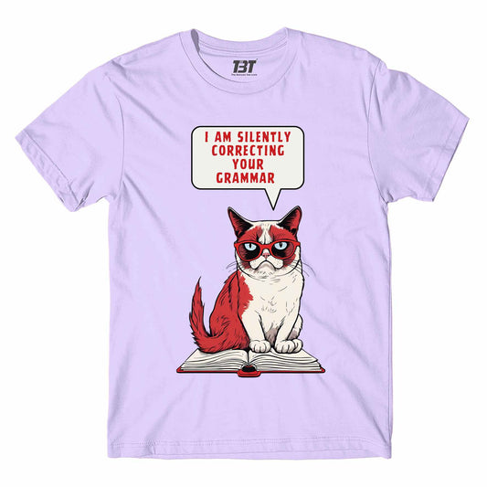 printed silently correcting your grammar t-shirt printed graphic stylish buy online india the banyan tee tbt men women girls boys unisex lavender