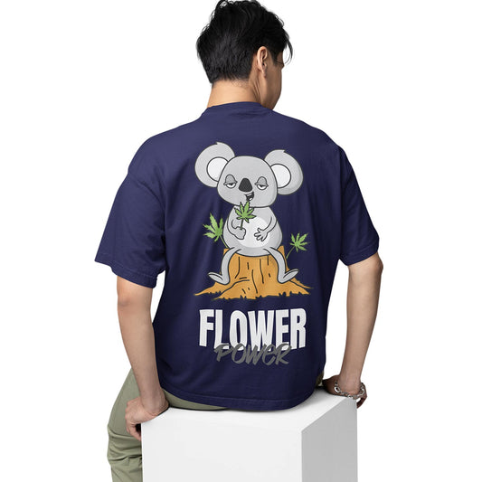 graphic printed oversized t shirt -  flower power navy blue buy online india the banyan tee tbt men women girls boys unisex 