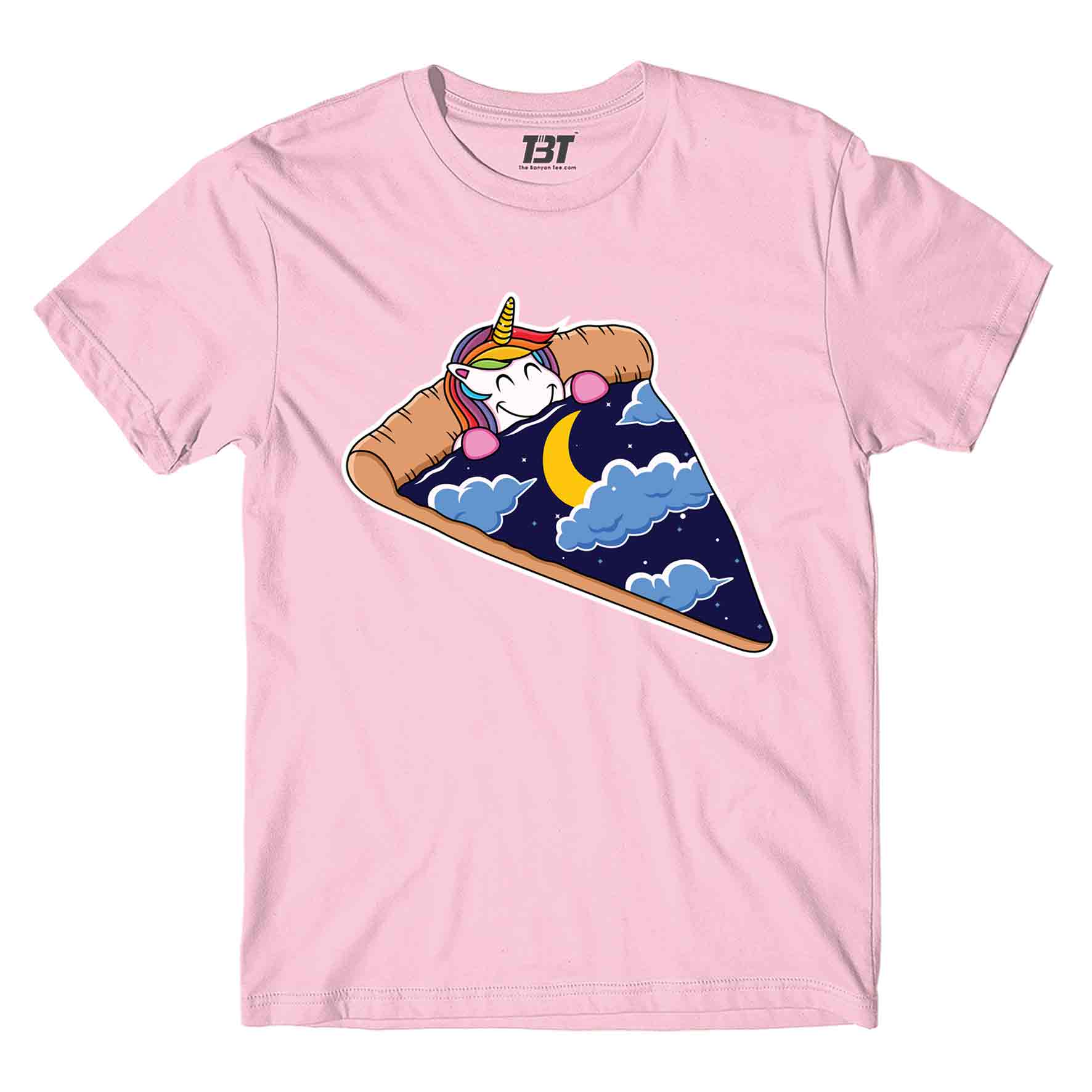 printed unicorn pizza slice t-shirt printed graphic stylish buy online india the banyan tee tbt men women girls boys unisex baby pink