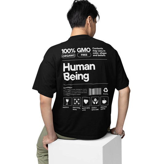 graphic printed oversized t shirt -  human being black buy online india the banyan tee tbt men women girls boys unisex 