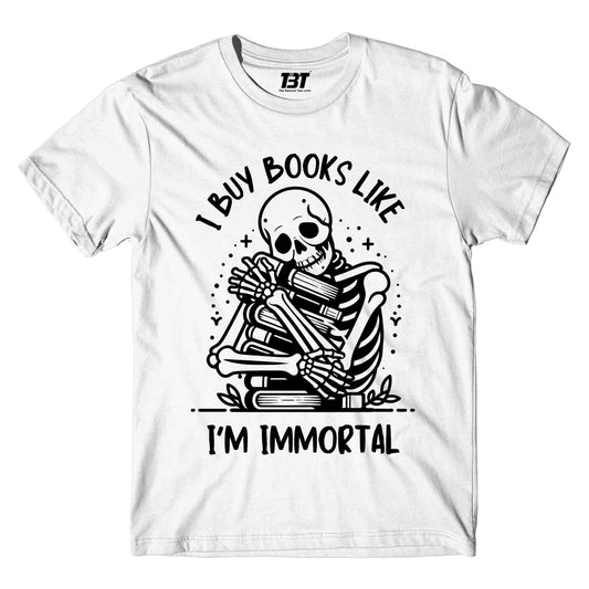 printed i buy books t-shirt printed graphic stylish buy online india the banyan tee tbt men women girls boys unisex white