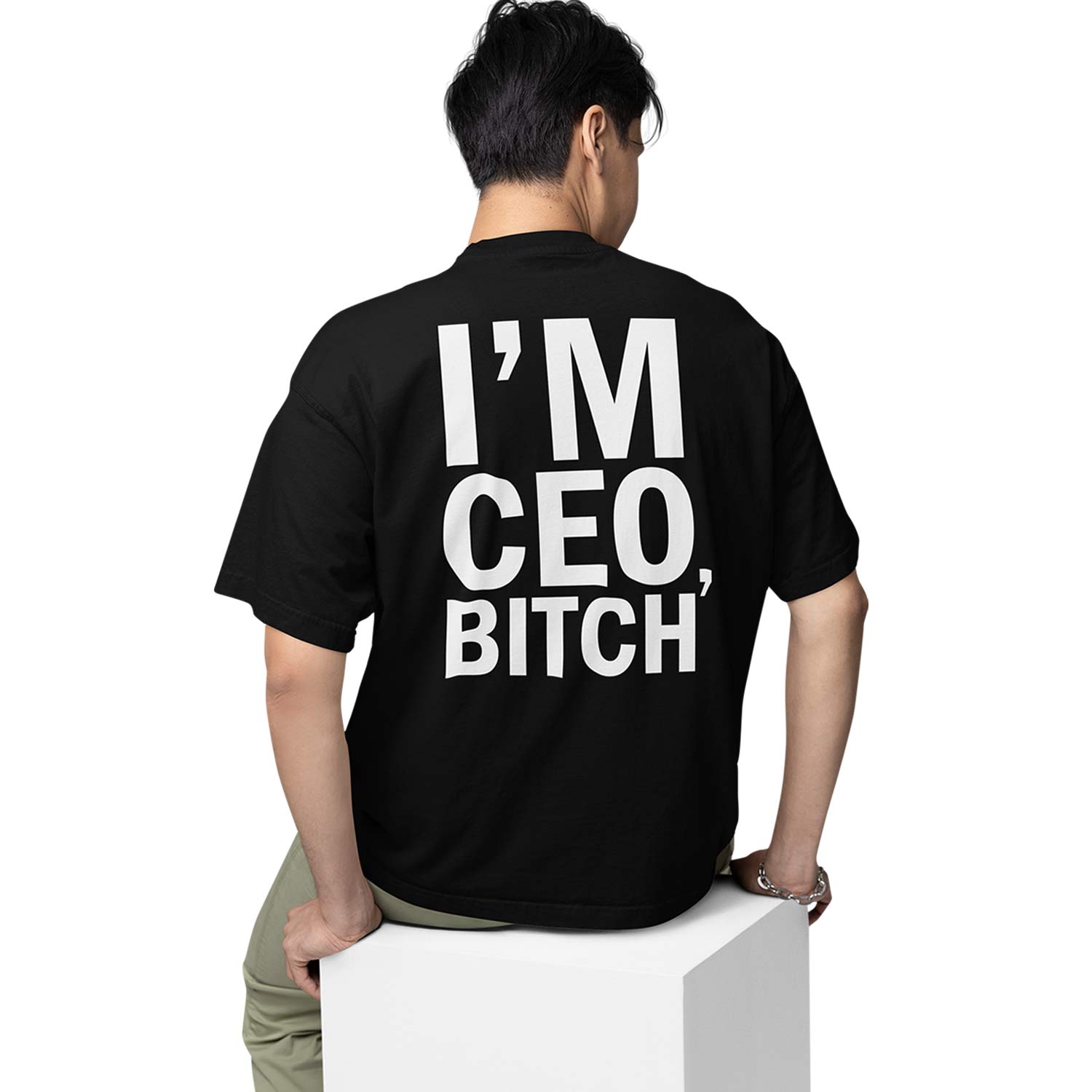 graphic printed oversized t shirt -I'm ceo bitch black buy online india the banyan tee tbt men women girls boys unisex 