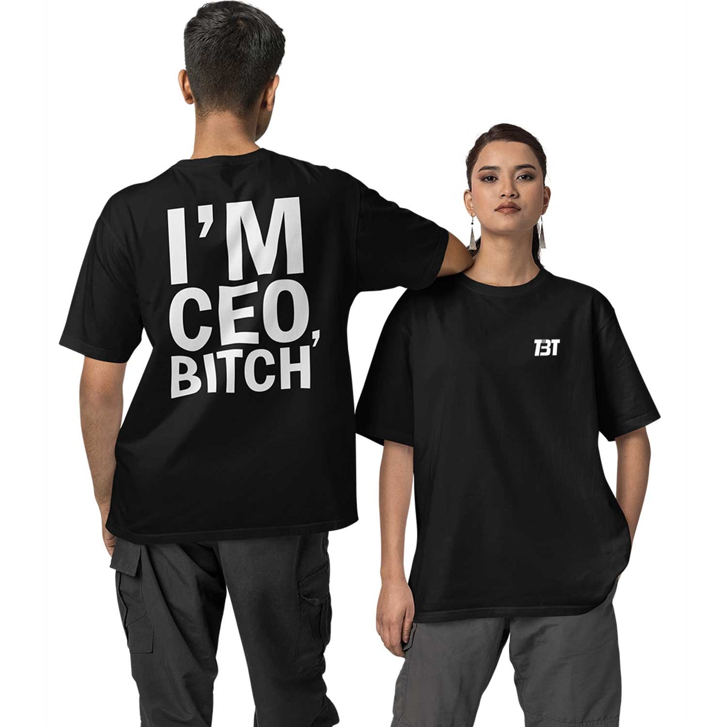 graphic printed oversized t shirt -I'm ceo bitch black buy online india the banyan tee tbt men women girls boys unisex 