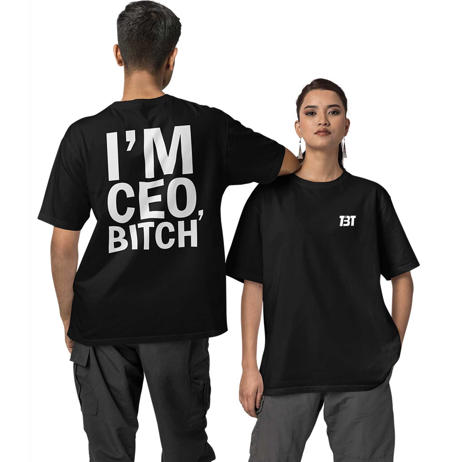 graphic printed oversized t shirt -I'm ceo bitch black buy online india the banyan tee tbt men women girls boys unisex 
