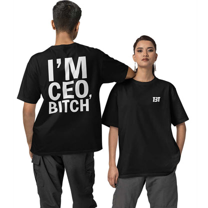 graphic printed oversized t shirt -I'm ceo bitch black buy online india the banyan tee tbt men women girls boys unisex 