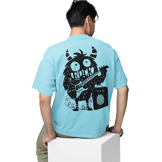 graphic printed oversized t shirt - rock monster baby blue buy online india the banyan tee tbt men women girls boys unisex 