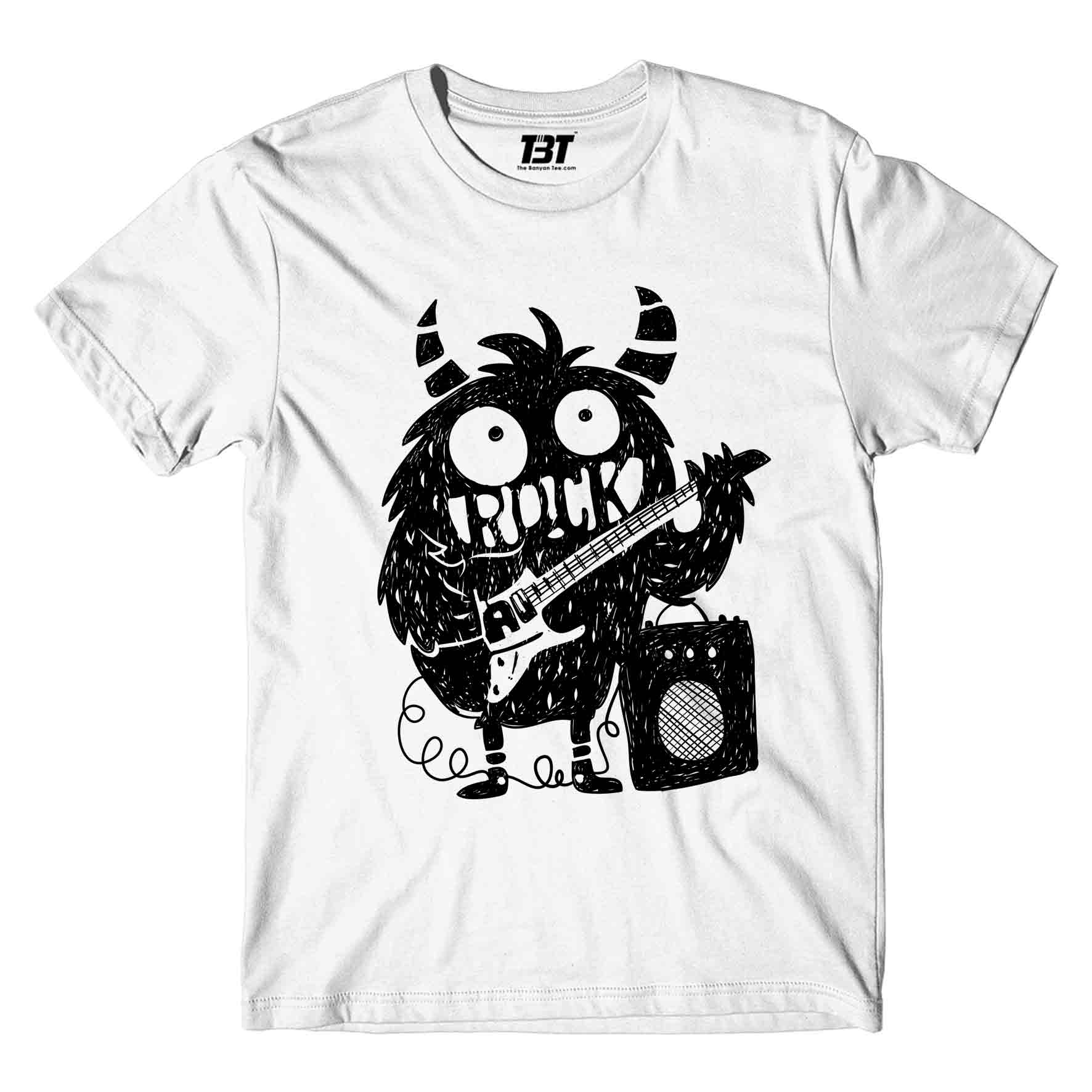 printed rock monster t-shirt printed graphic stylish buy online india the banyan tee tbt men women girls boys unisex white