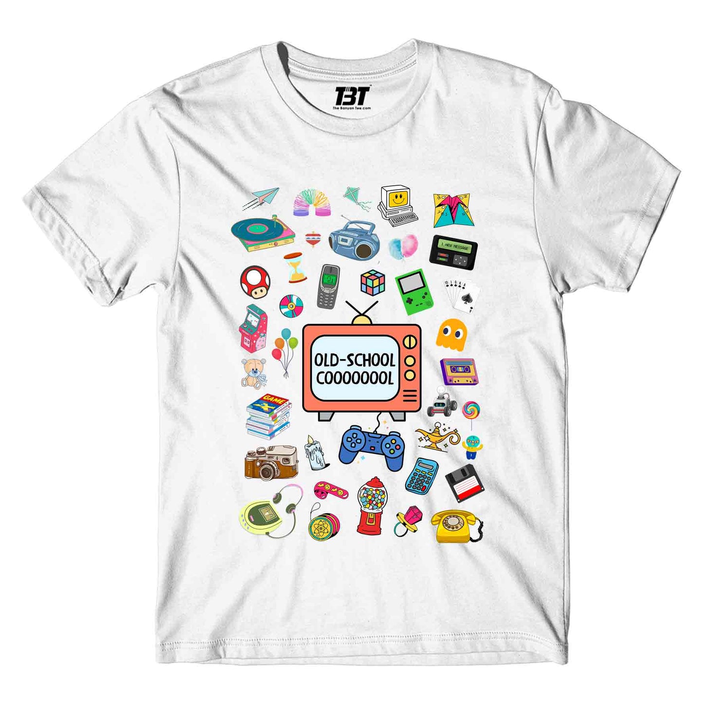 printed old school cool t-shirt printed graphic stylish buy online india the banyan tee tbt men women girls boys unisex white