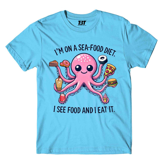 printed see food diet t-shirt printed graphic stylish buy online india the banyan tee tbt men women girls boys unisex turquoise