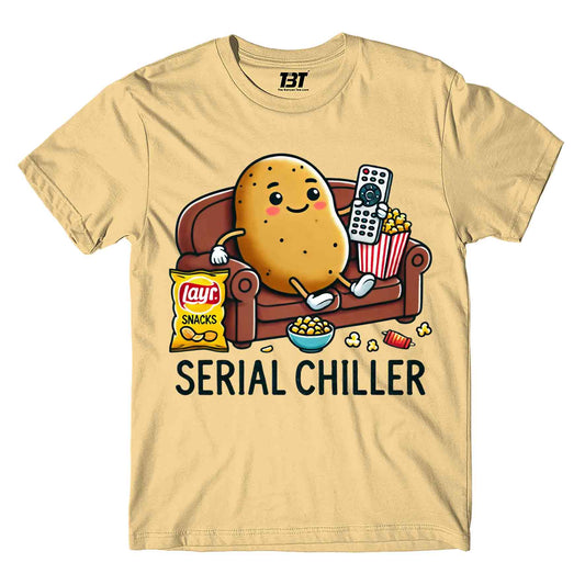 printed serial chiller t-shirt printed graphic stylish buy online india the banyan tee tbt men women girls boys unisex beige