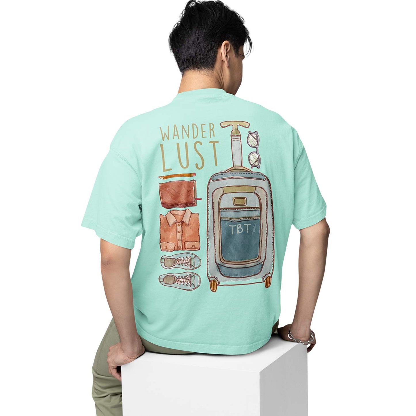 graphic printed oversized t shirt -  wanderlust mint green buy online india the banyan tee tbt men women girls boys unisex 