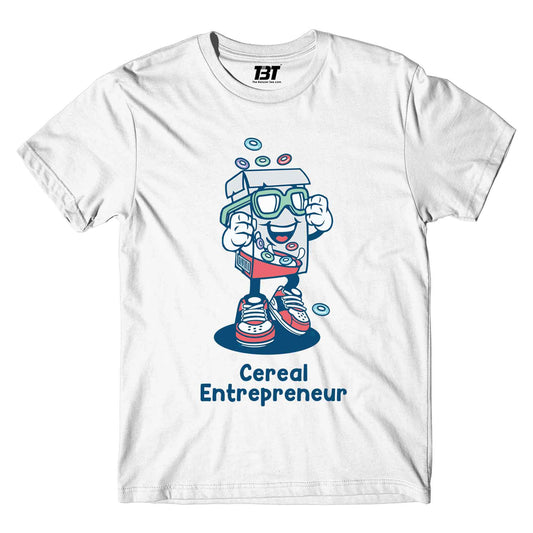 printed cereal entrepreneur t-shirt printed graphic stylish buy online india the banyan tee tbt men women girls boys unisex white