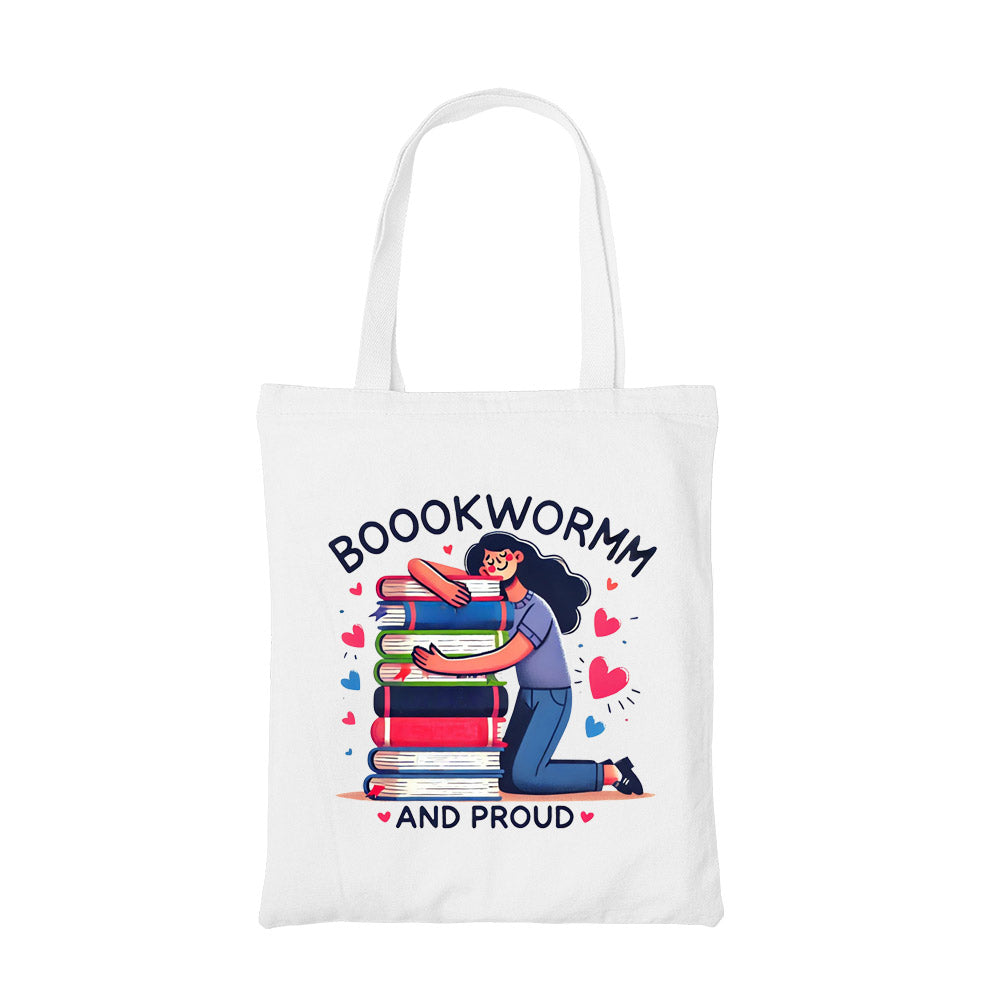 printed bookworm and proud tote bag cotton printed printed graphic stylish buy online india the banyan tee tbt men women girls boys unisex  