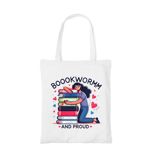 printed bookworm and proud tote bag cotton printed printed graphic stylish buy online india the banyan tee tbt men women girls boys unisex  