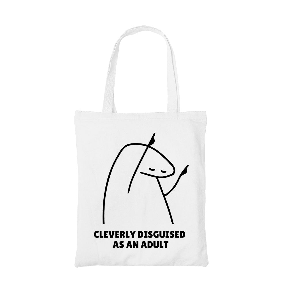 printed cleverly disguised as an adult tote bag cotton printed printed graphic stylish buy online india the banyan tee tbt men women girls boys unisex  