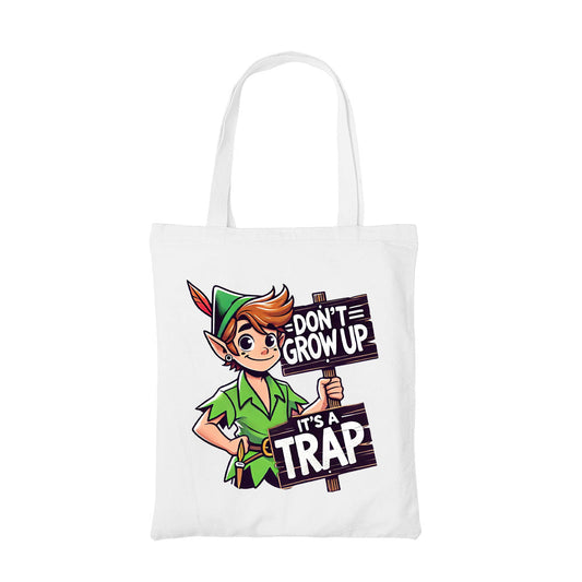 printed don't grow up tote bag cotton printed printed graphic stylish buy online india the banyan tee tbt men women girls boys unisex  