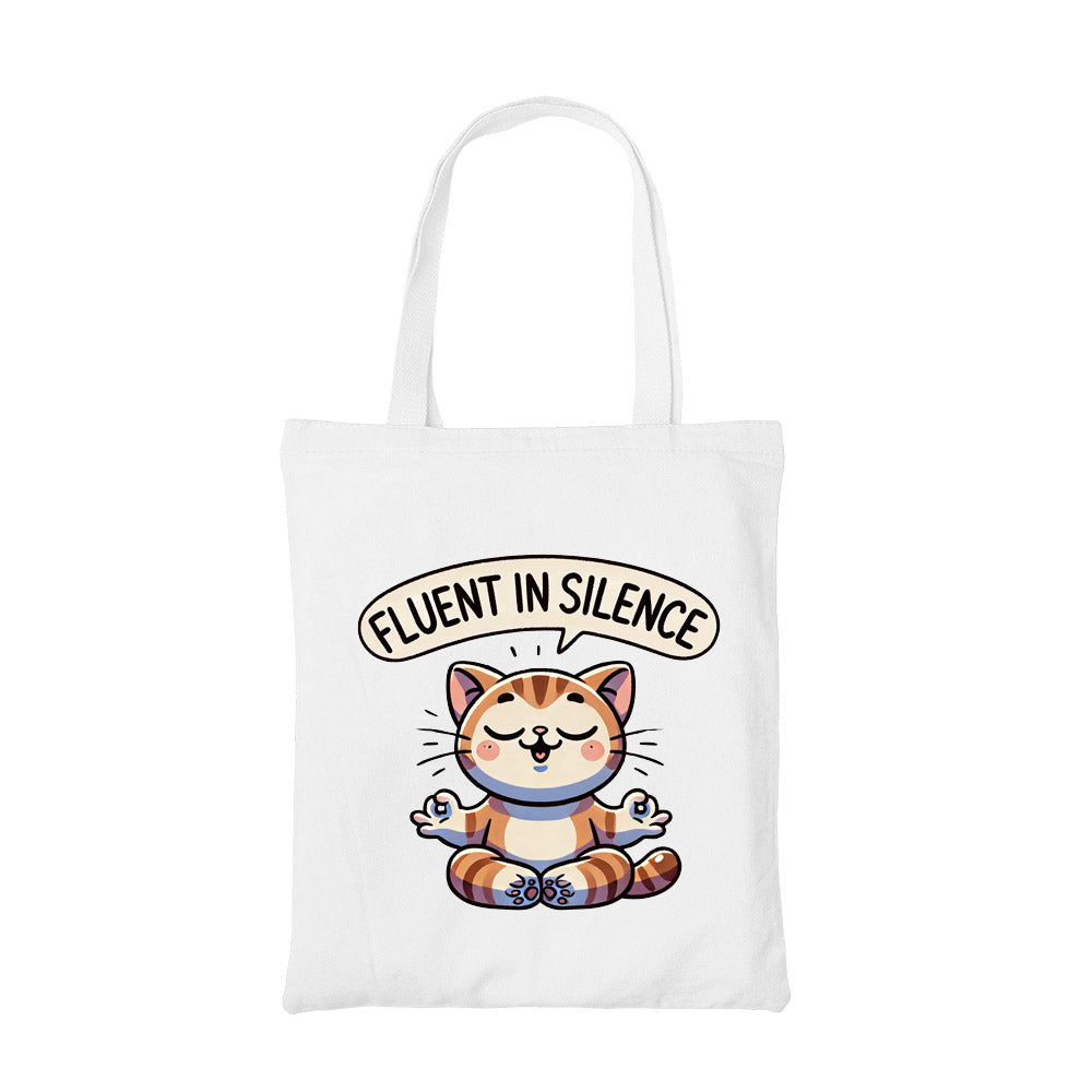 printed fluent in silence tote bag cotton printed printed graphic stylish buy online india the banyan tee tbt men women girls boys unisex  