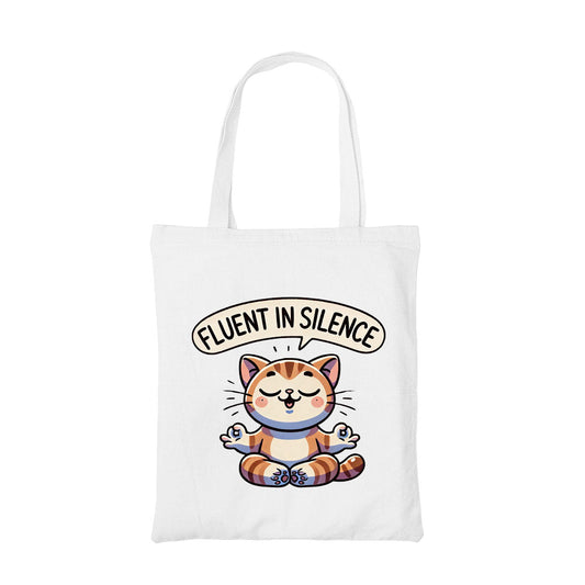 printed fluent in silence tote bag cotton printed printed graphic stylish buy online india the banyan tee tbt men women girls boys unisex  