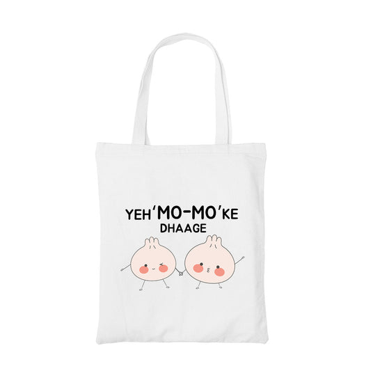 printed mo mo ke dhaage tote bag cotton printed printed graphic stylish buy online india the banyan tee tbt men women girls boys unisex  
